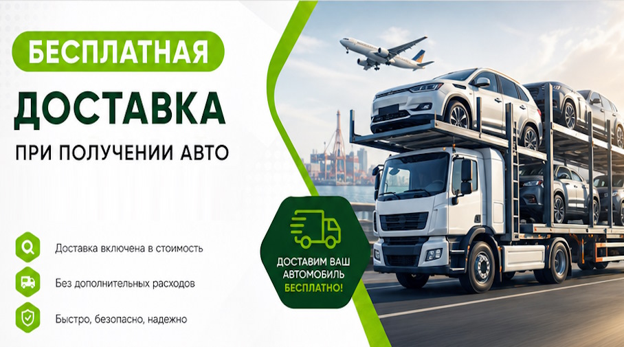 Акция! Бесплатная доставка по Гатчине при получении авто